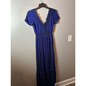 Attard State Navy Blue Lace Trim Maxi‎ Dress XS